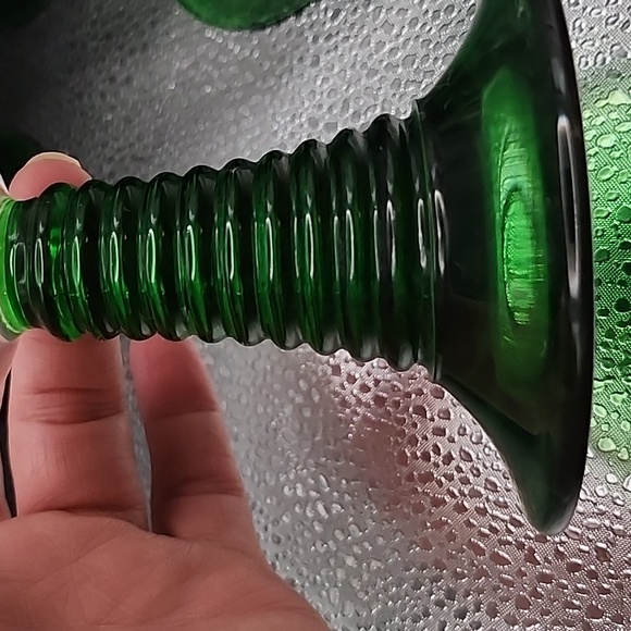 Vintage Luminarc Emerald Green Beehive Stem Grapevine Wine Goblets 6 Count - Picture 4 of 15